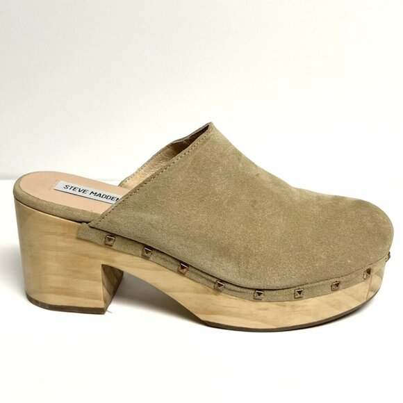 Steve Madden Womens Brooklyn Clog Taupe Suede Size 10M - Picture 1 of 6